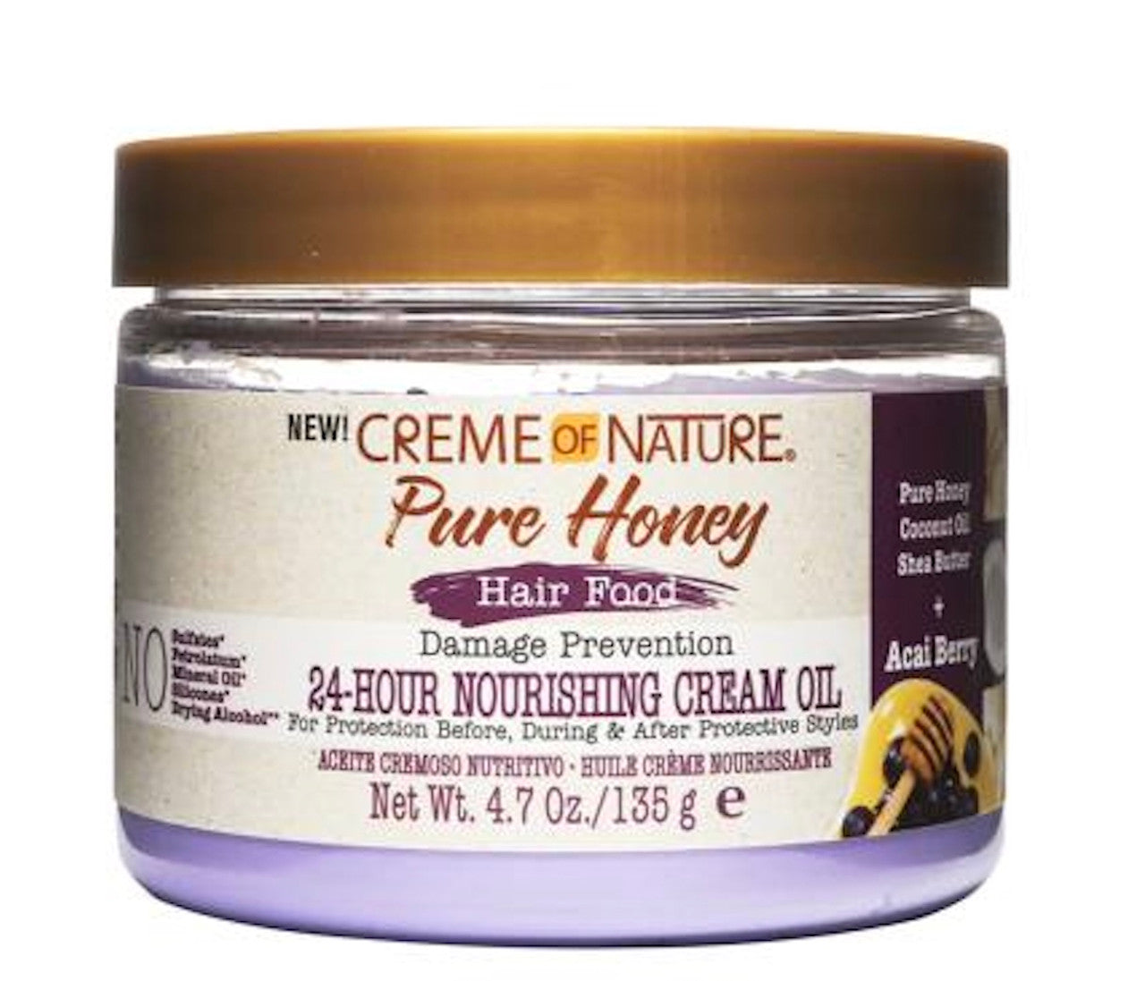 Creme of Nature Pure Honey Hair Food 24-Hour Nourishing Cream Oil 4.7oz